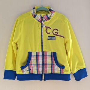 COOGI full zip jacket bright yellow blue pockets unisex sz 24 months/ 2 toddler
